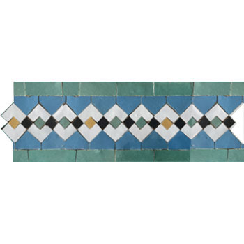 Mosaic House Moroccan tile Sarout S 13-1-12-6-18 Light Turquoise White Light Green Black Yellow  zellige, mosaic, zellij, border, glaze, traditional, classic 
